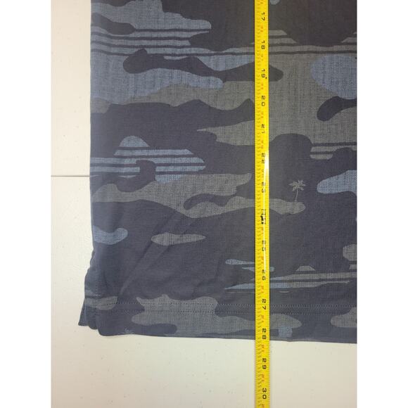 Travis Mathew Polo Shirt Mens Medium Blue Gray Camo Palm Tree Golf Performance - Picture 5 of 9